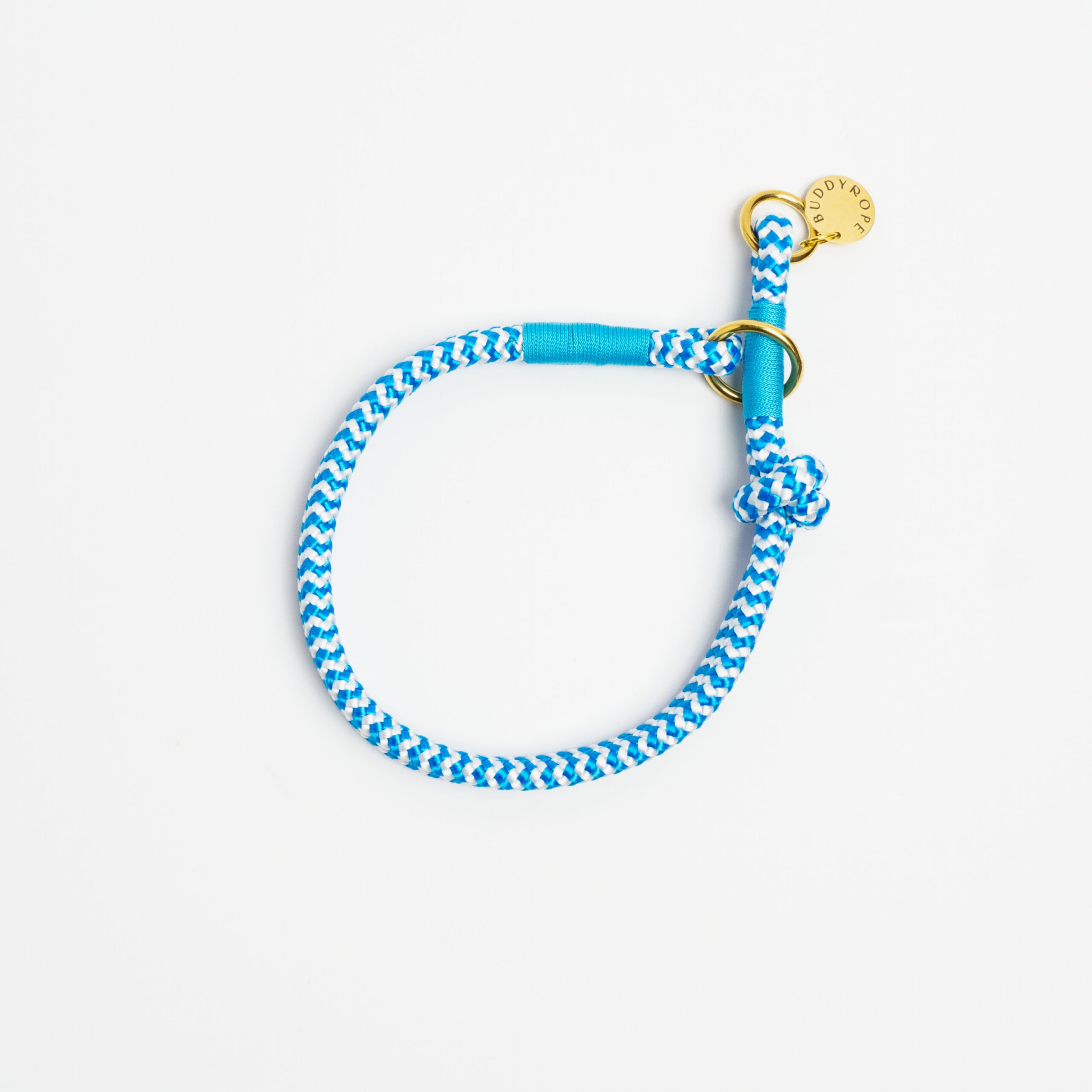 H-RAL-ZSH-HEA-TUR-MES-buddyrope-riseandlein-zugstopphalsband-heaven-turquoise-messing-handgemachtes-hundehalsband-individuell-nach-mass-aus-tau-oesterreich Zugstopphalsband Blau Weiß gestreift Türkis Messing, Hundehalsband aus Tau, Hundezubehör individuell nach Maß handgemacht in Österreich