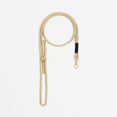 Handykette Beige Schwarz Messing, Handykette aus Tau, Hundezubehör individuell nach Maß handgemacht in Österreich