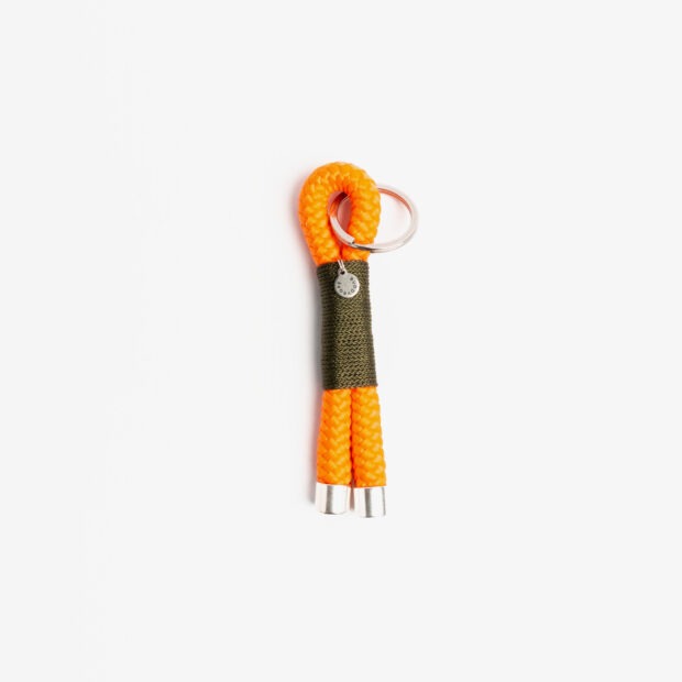 Schlüsselanhänger Orange Olive silber, Schlüsselanhänger aus Tau, Hundezubehör individuell nach Maß handgemacht in Österreich