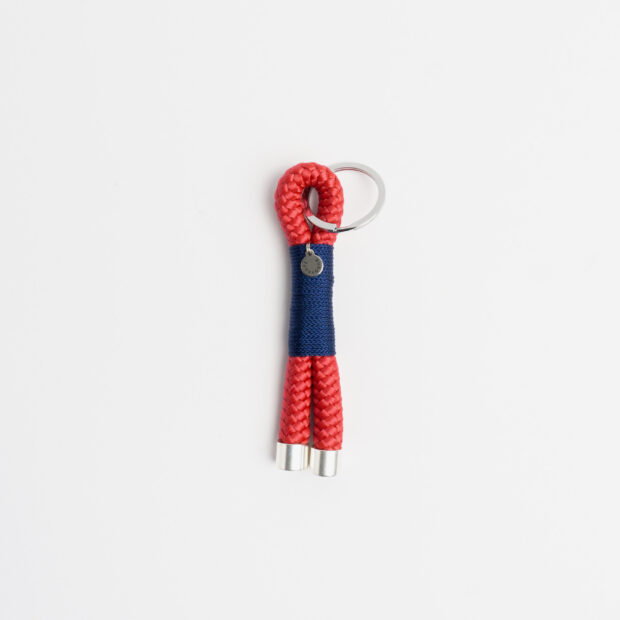 Schlüsselanhänger Rot Blau Silber, Schlüsselanhänger aus Tau, Hundezubehör individuell nach Maß handgemacht in Österreich